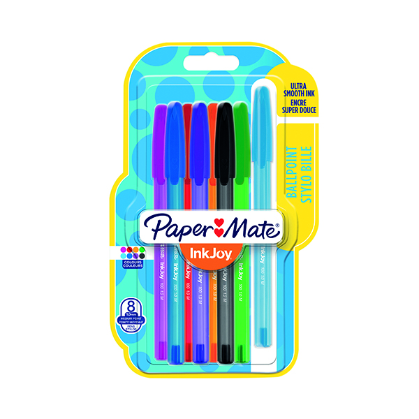 PaperMate Inkjoy 100 Stick Ballpoint Pen Assorted (Pack of 8) 1927074