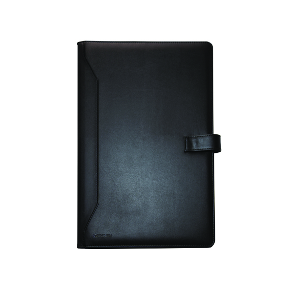 Monolith Leather Look Conference Folder PU With A4 Pad Black 2900