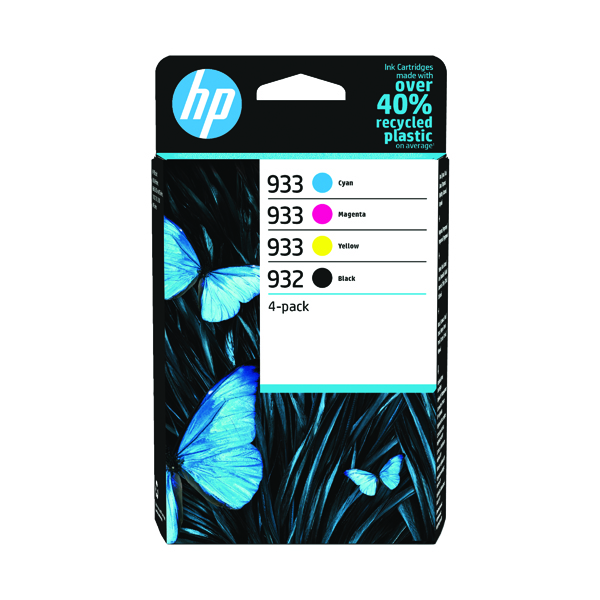 HP 932/933 Cyan Magenta Yellow Black Ink Cartridge Combo 4 pack for HP OfficeJet 6100/6600/6700/7110/7510/7612 - 6ZC71AE