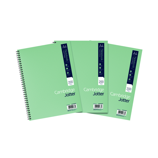 Cambridge Ruled Margin Wirebound Jotter Notebook 200 Pages A4 (Pack of 3) 400039062
