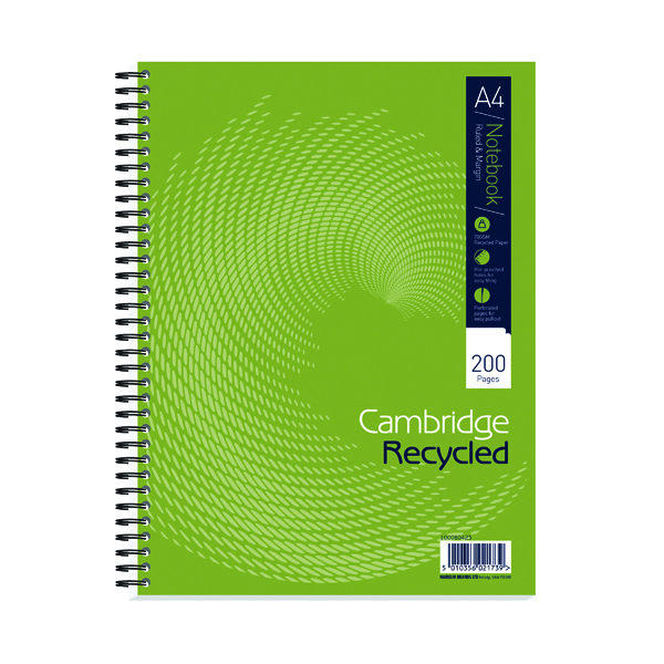 Cambridge Recycled Ruled Wirebound Notebook 200 Pages A4+ (Pack of 3) 100080423