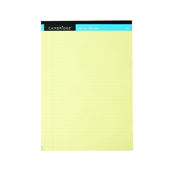 Cambridge Everyday Ruled Legal Pad 100 Pages A4 Yellow (Pack of 10) 100080179