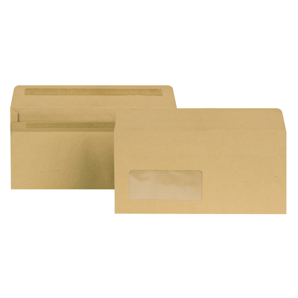 New Guardian DL Envelope Window SelfSeal Manilla (Pack of 1000) E22211