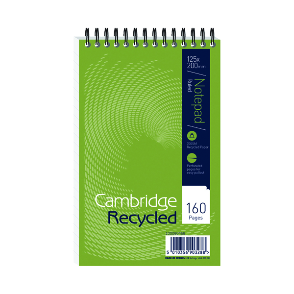 Cambridge Recycled Wirebound Reporter's Notebook 160 Pages 125 x 200mm (Pack of 10) 100080468