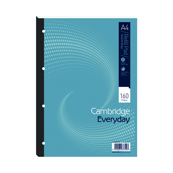 Cambridge+Everyday+Ruled+Margin+Refill+Pad+160+Pages+A4+%28Pack+of+5%29+846200192