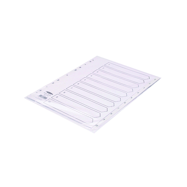 Concord+Index+1-10+A4+Polypropylene+White+64101
