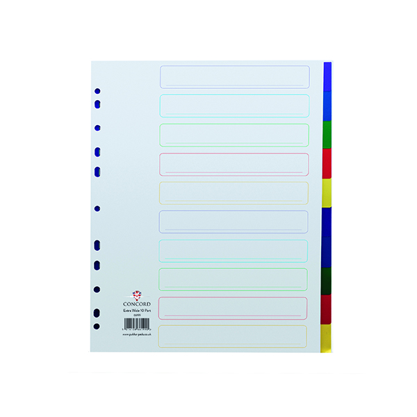 Concord+Divider+10-Part+A4+Extra+Wide+Polypropylene+Multicolour+66199