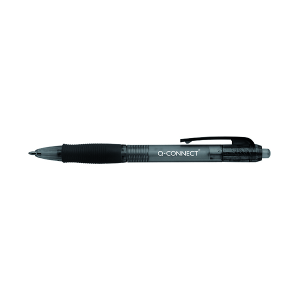 Q-Connect+Retractable+Ballpoint+Pen+Medium+Black+%28Pack+of+10%29+KF00267