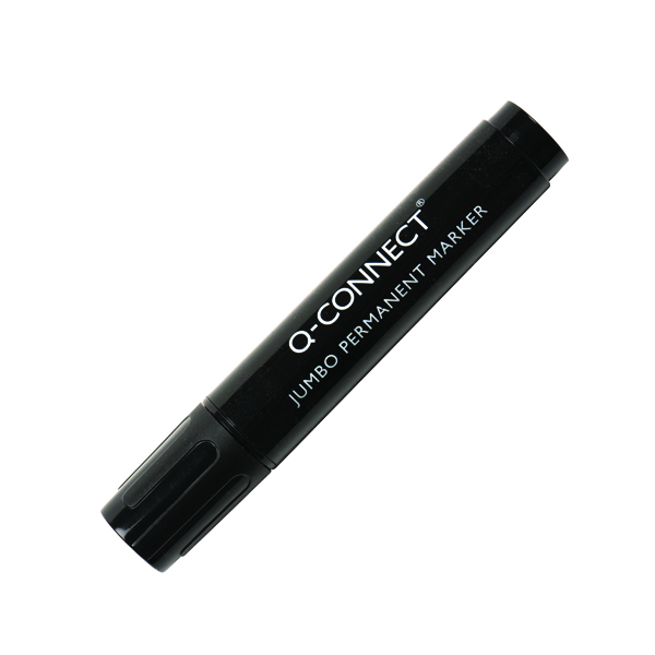 Q-Connect Jumbo Permanent Marker Pen Chisel Tip Black (Pack of 10) KF00270