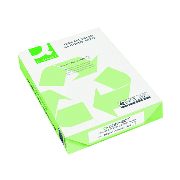 Q-Connect+White+A4+Recycled+Copier+Paper+Ream+80gsm+%28Pack+of+2500%29+KF01047