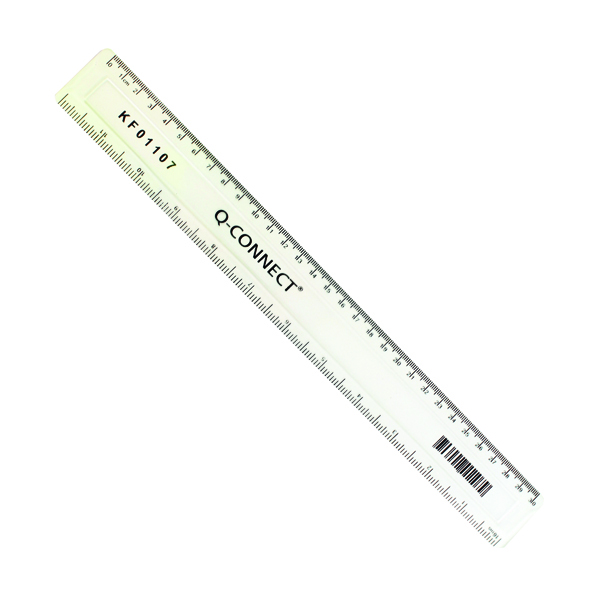 Q-Connect Acrylic Shatter Resistant Ruler 30cm Clear (Pack of 10) KF01107Q