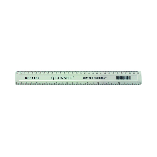 Q-Connect Shatter Resistant Ruler 30cm White (Pack of 10) KF01109Q
