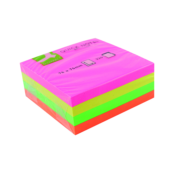 Q-Connect Quick Note Cube 76 x 76mm Assorted Neon KF01348