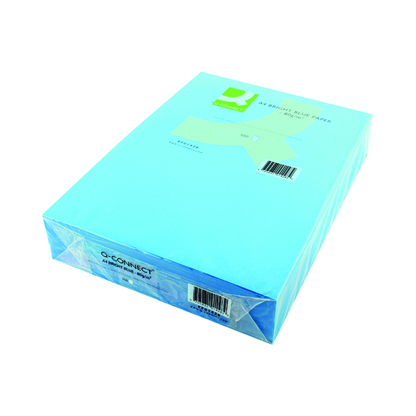 Q-Connect+Bright+Blue+Coloured+A4+Copier+Paper+80gsm+Ream+%28Pack+of+500%29