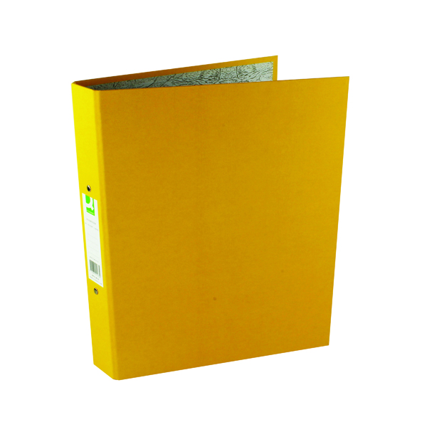 Q-Connect 2 Ring 25mm Paper Over Board Yellow A4 Binder (Pack of 10) KF01473