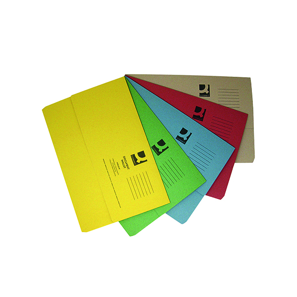 Q-Connect Document Wallets Foolscap Assorted (Pack of 50) KF01490
