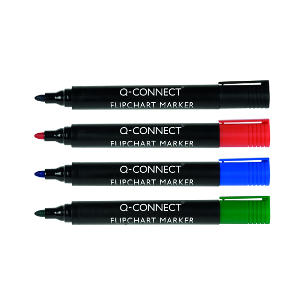 Q-Connect Flipchart Marker Pen Bullet Tip Assorted (Pack of 4) KF01551