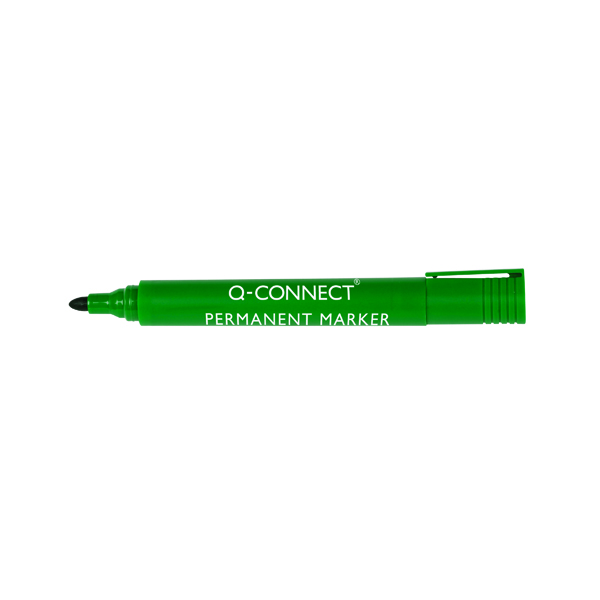 Q-Connect Permanent Marker Pen Bullet Tip Green (Pack of 10) KF01773