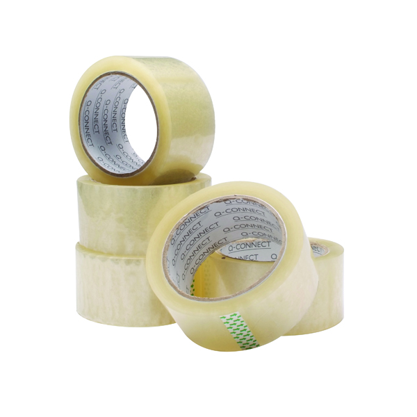 Q-Connect+Polypropylene+Packaging+Tape+50mmx66m+Clear+%28Pack+of+6%29+KF01791
