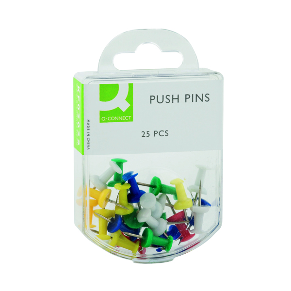 Q-Connect+Push+Pins+Assorted+%28Pack+of+250%29+KF02029Q