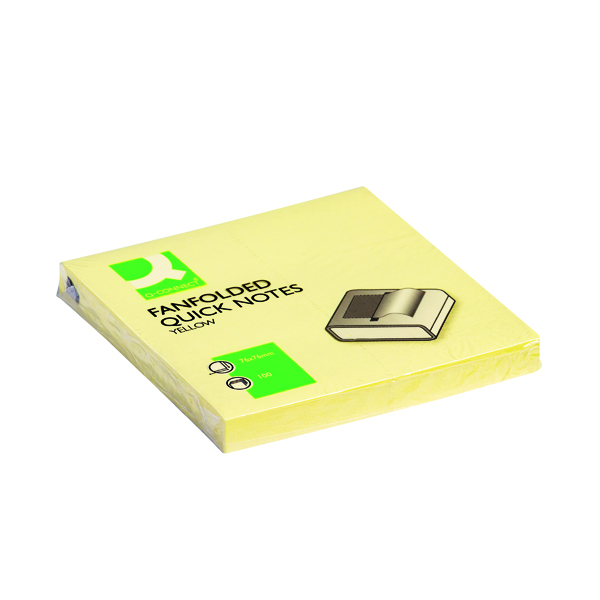 Q-Connect Fanfold Notes 75 x 75mm Yellow (Pack of 12) KF02161