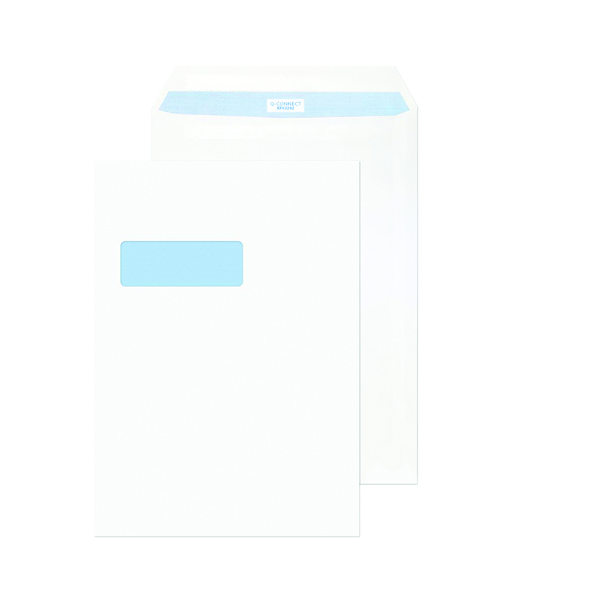 Q-Connect+C4+Envelopes+Window+Peel+and+Seal+100gsm+White+%28Pack+of+250%29+KF03292