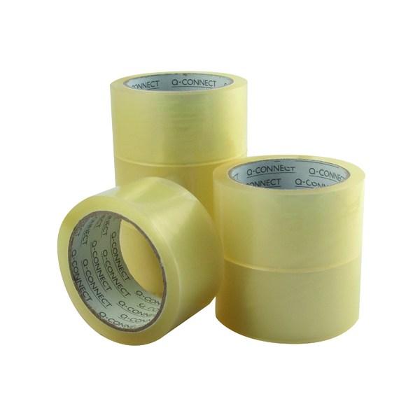 Q-Connect Low Noise Polypropylene Packaging Tape 50mmx66m Clear (Pack of 6) KF04382