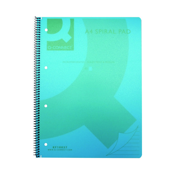 Q-Connect+Spiral+Bound+Polypropylene+Notebook+160+Pages+A4+Blue+%28Pack+of+5%29+KF10037