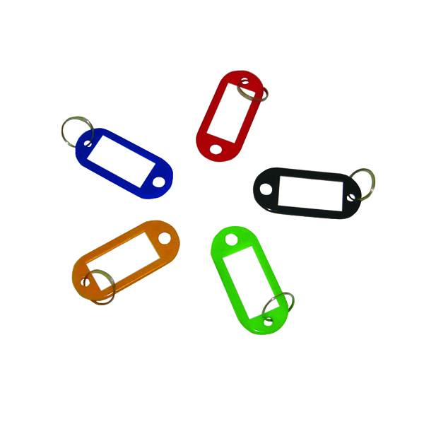 100 x Q-Connect Key Fobs Assorted (Label insert for easy identification) 