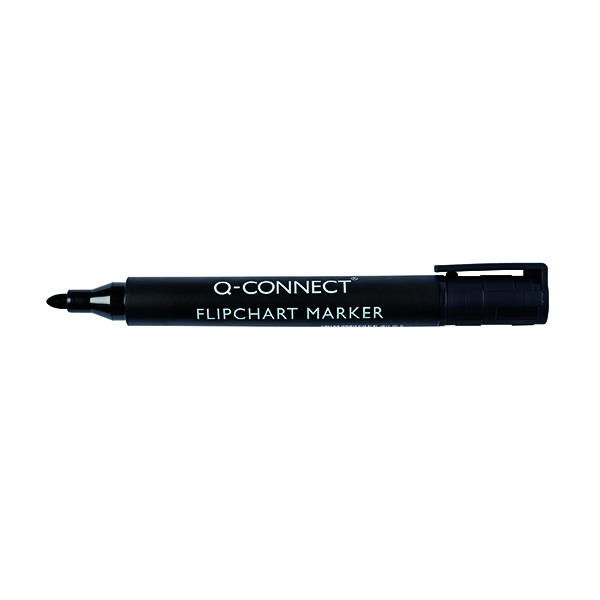 Q-Connect+Flipchart+Marker+Pen+Bullet+Tip+Black+%28Pack+of+10%29+KF15392