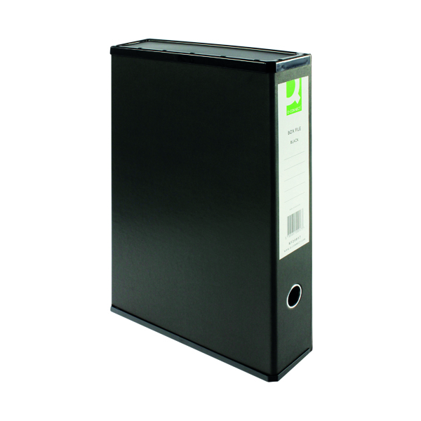 Q-Connect+75mm+Box+File+Foolscap+Black+%28Pack+of+5%29+KF20017