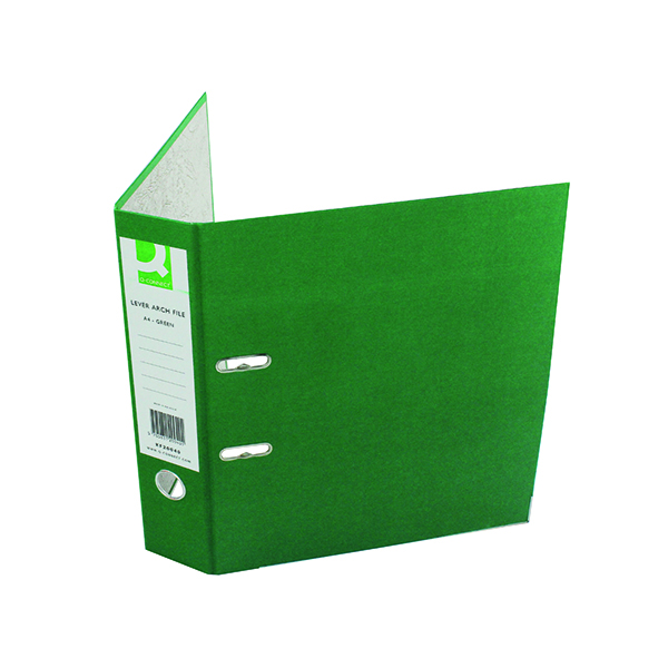 Q-Connect+Lever+Arch+File+Paperbacked+A4+Green+%28Pack+of+10%29+KF20040
