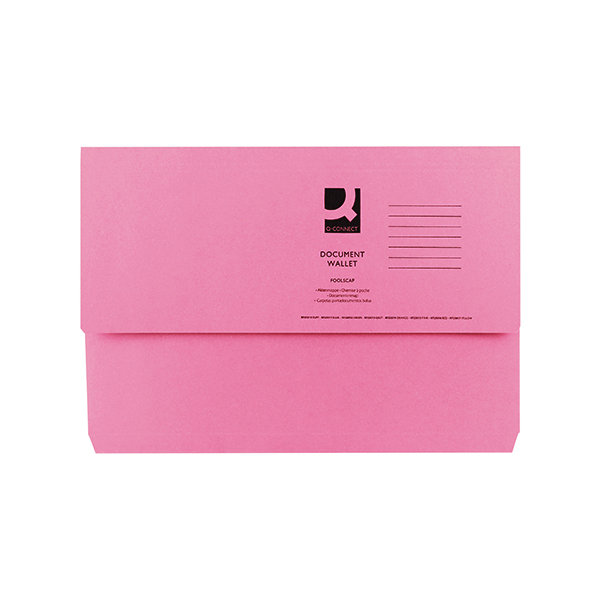 Q-Connect+Document+Wallet+Foolscap+Pink+%28Pack+of+50%29+KF23015
