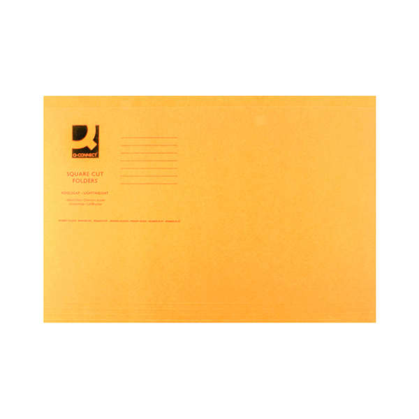 Q-Connect+Square+Cut+Folder+Lightweight+180gsm+Foolscap+Orange+%28Pack+of+100%29+KF26030