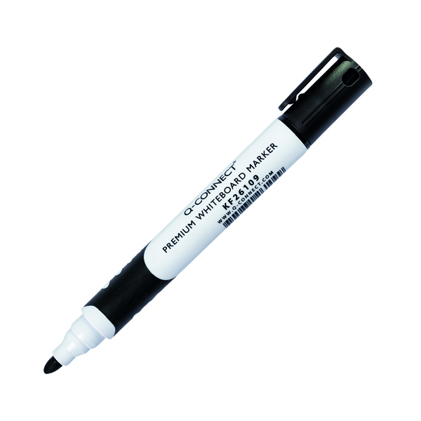 Q-Connect+Premium+Whiteboard+Marker+Bullet+Tip+Black+%28Pack+of+10%29+KF26109