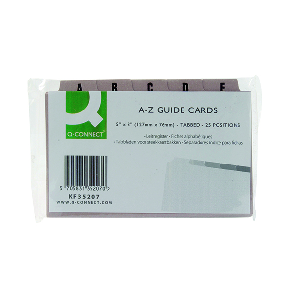 Q-Connect Guide Card 5x3 Inch A-Z Buff (Pack of 25) KF35207