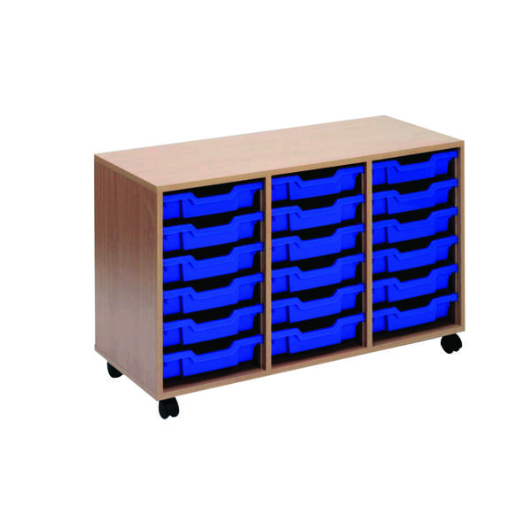 Jemini Mobile Storage Unit 18 Tray Beech Dimensions W1030 X D495