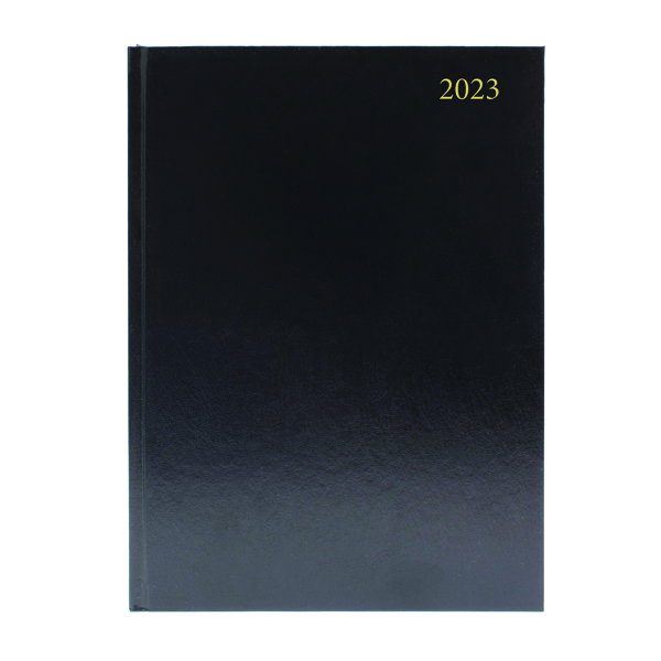 Desk+Diary+Day+Per+Page+Appointments+A4+Black+2023