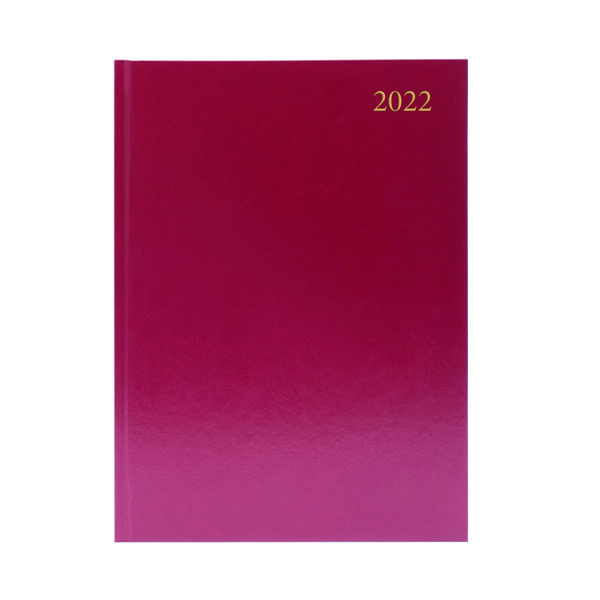 Desk Diary Day Per Page A4 Burgundy 2022 