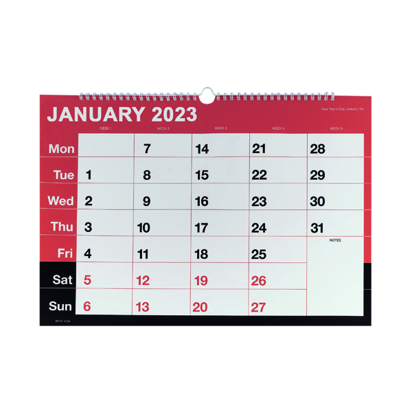 Wirebound Month To View Calendar A3 2023 