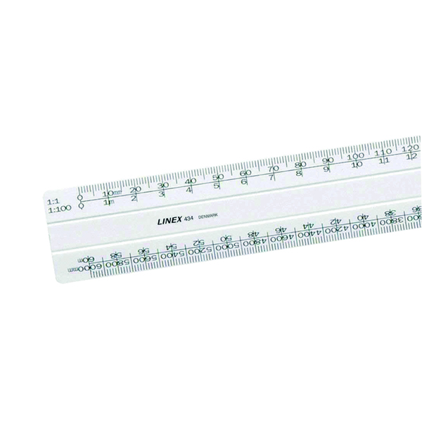 White 30cm Linex Flat Scale Ruler 1:1-500 (Comes with colour coded inserts for ease of use) LXH 433