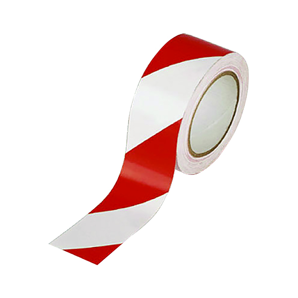 Vinyl+Tape+Hazard+White%2FRed+50mmx33m+%28Pack+of+6%29+PVC-50-22-HAZWR