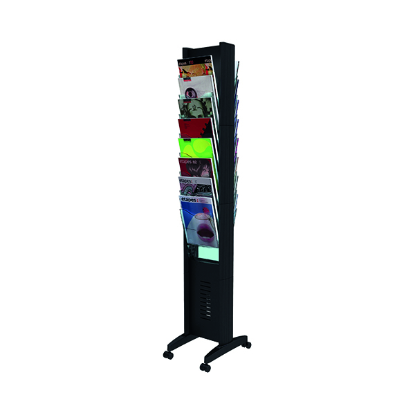 Fast Paper 16 Compartment Mobile Literature Display Black F276N01