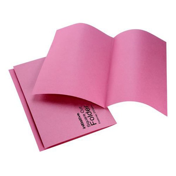 Initiative+Square+Cut+Folders+Mediumweight+250gsm+Foolscap+Pink