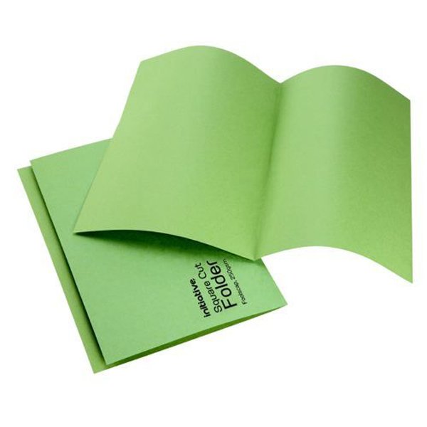 Initiative+Square+Cut+Folders+Mediumweight+250gsm+Foolscap+Green
