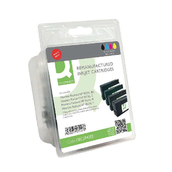 Q-Connect HP 950XL 951XL Remanufactured Ink Cartridges Multipack KCMY C2P43AE-COMP