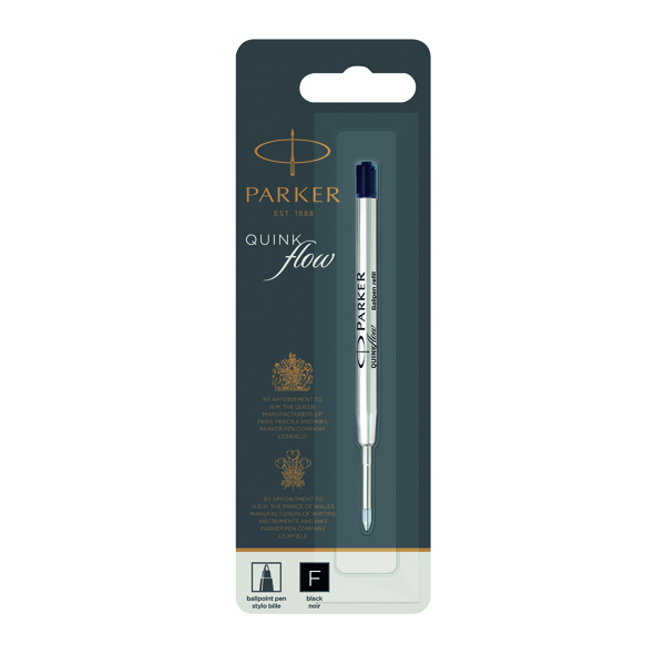 Parker+Quink+Ballpoint+Pen+Refill+Fine+Black+Blister+%28Pack+of+12%29+1950367