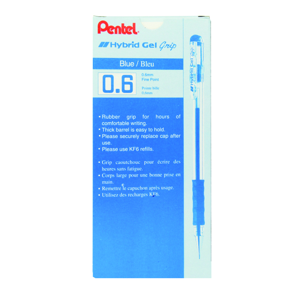 Pentel+Hybrid+Gel+Ink+Rollerball+Fine+Blue+%28Pack+of+12%29+K116E-C