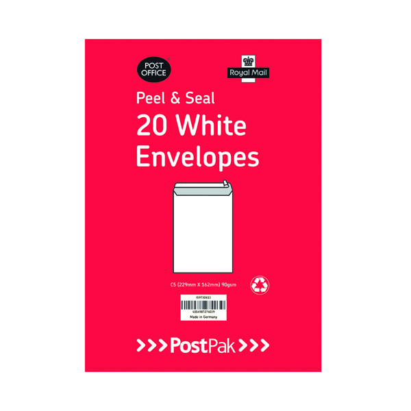 Envelopes+C5+Peel+and+Seal+White+90gsm+%28Pack+of+20%29+9730613