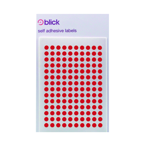 Blick+Coloured+Labels+in+Bags+Round+5mm+Dia+980+Per+Bag+Red+%28Pack+of+19600%29+RS001355